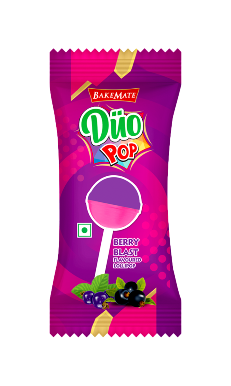 BakeMate Duo Pop assorted flavoured lollipops includes green and red apple, Raw mango flavour, Blue and blackberry flavour, create a website content using keywords like assorted lollipop, Flavored lollipop, Fruit Flavored Lollipops, Mango Flavored Lollipop